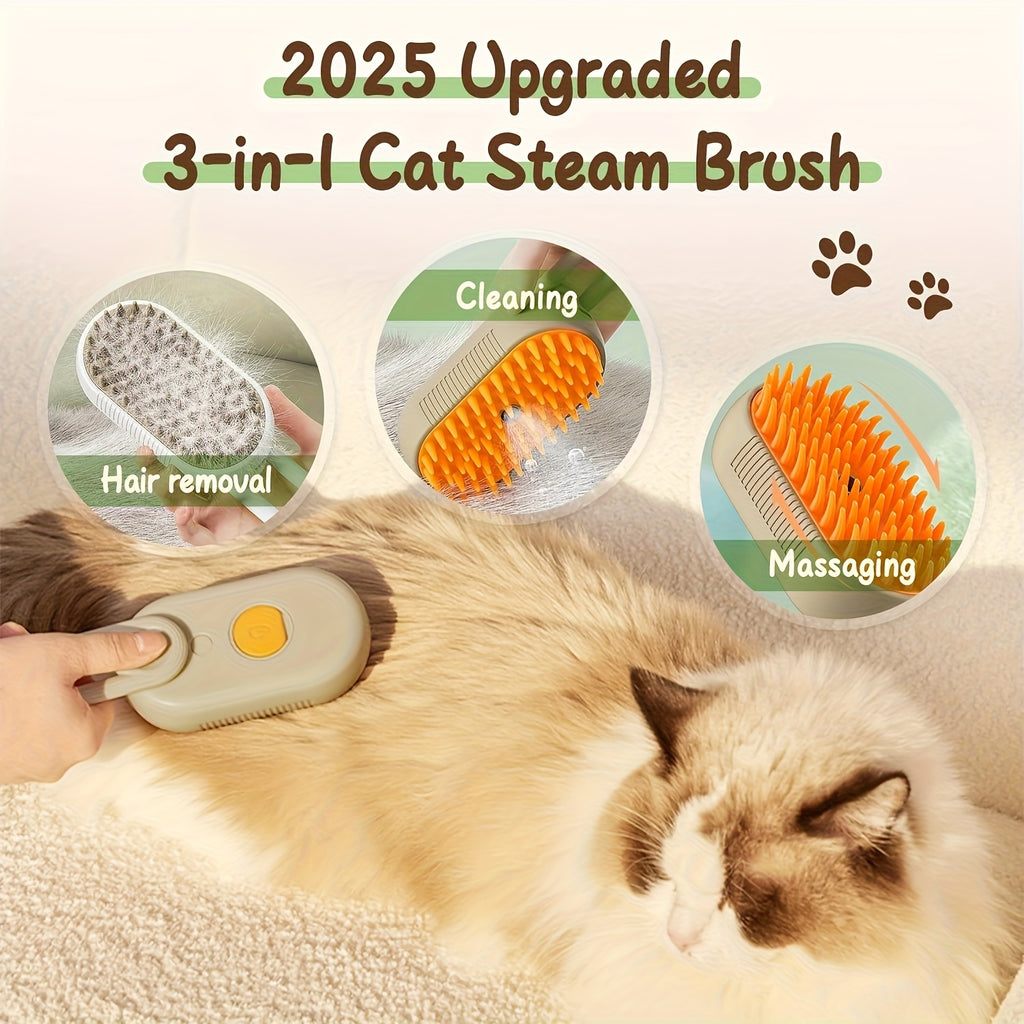 3-in-1 Self-Cleaning Pet Grooming Brush With Steam Spray For Cats Dogs Shedding Control (2026 New Model)