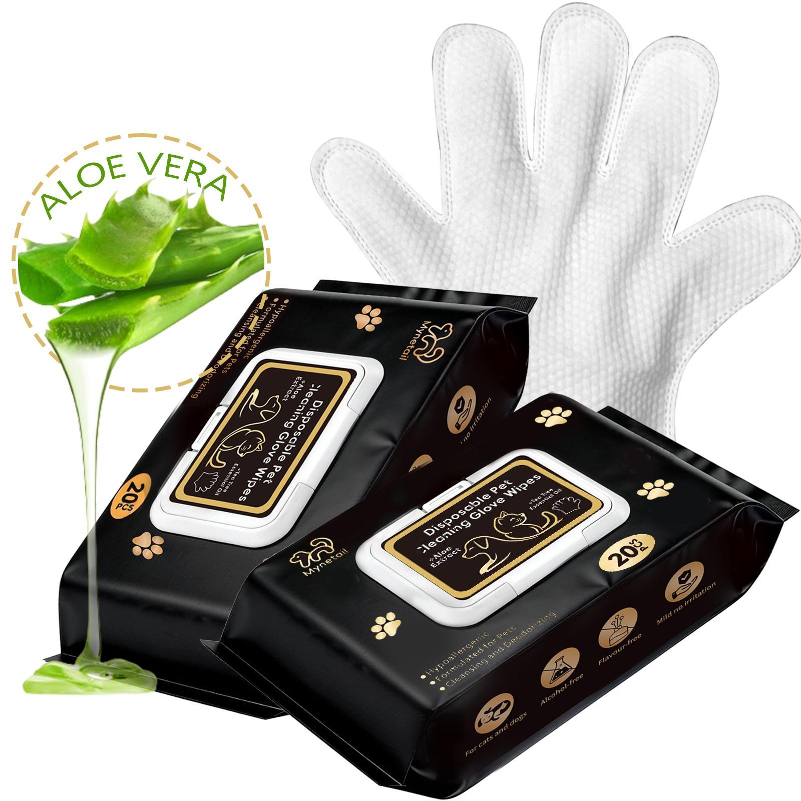 MTL pet Glove Wipes Freshening Grooming Dog&Cat Disposable 40Pcs pet hair removal tool Satisfied skin care Outdoor No-clean Hypoallergenic Facial Disposable No-Rinse Grooming Formulated for petwipes Deodorizing sticky hair, Easy to Carry