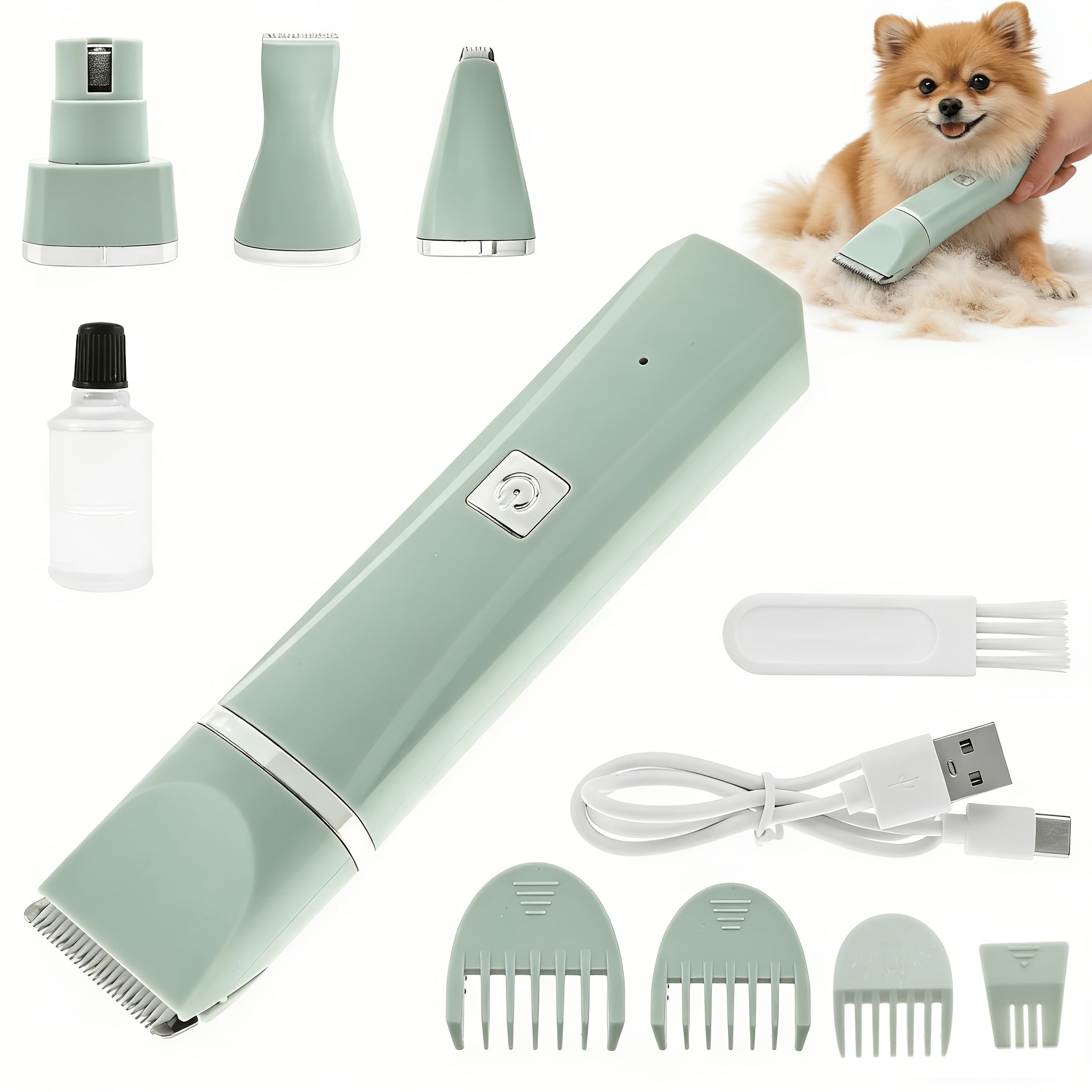 4-in-1 Electric Pet Hair Clipper & Grooming Kit Suitable for Dogs & Cats, Rechargeable Quiet Trimmer Shaver with Low-Voltage Motor for Paw, Face, Body, Ear Hair - Suitable for Paws, Face, Body, Ear Trimming