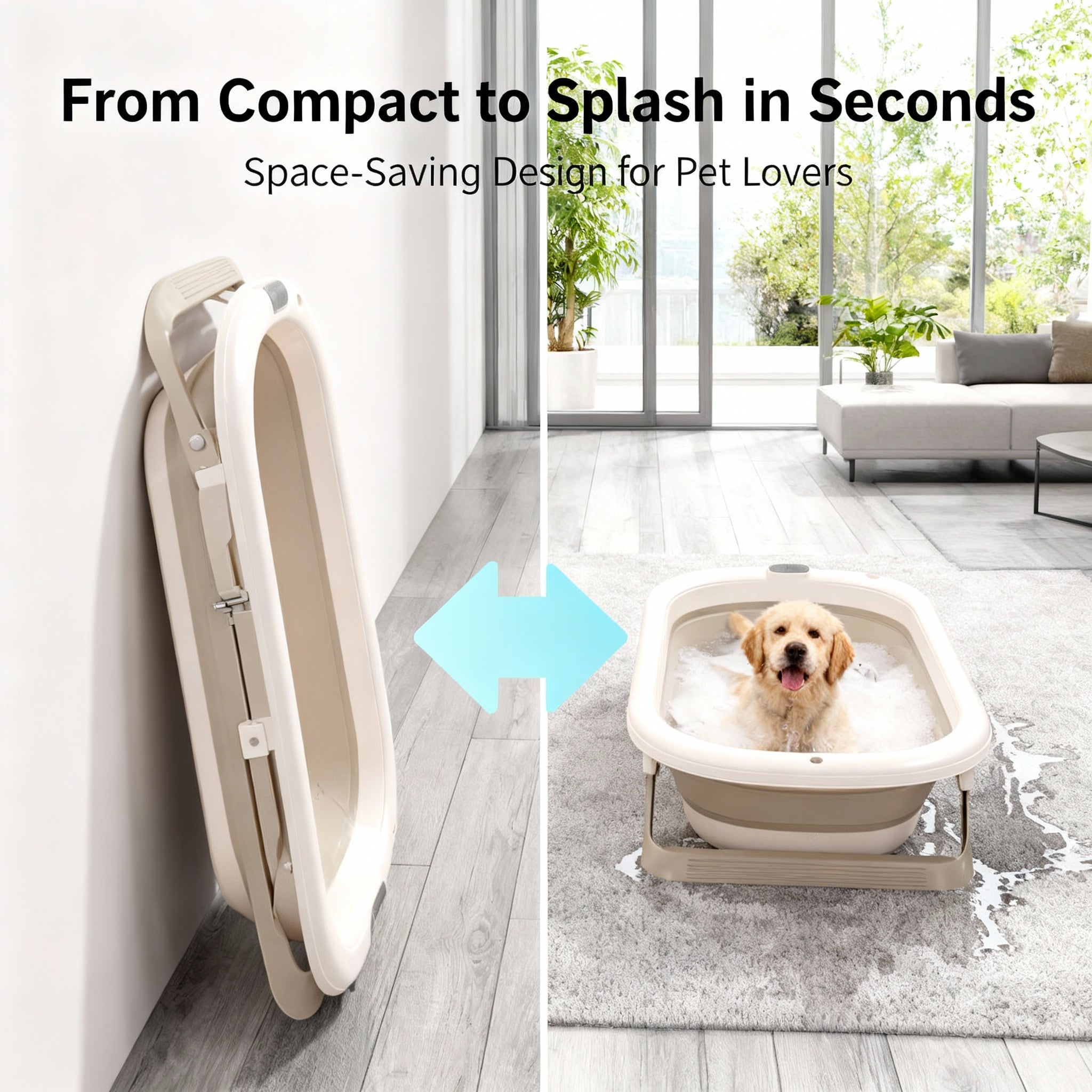 Portable Folding Pet Bathtub, Durable And Non-slip Bathing Tub, Portable Washing Basin, Suitable for Dogs\u002Fcats\u002Fpets And Puppies And Other Small Animals - Non-slip Design - Durable PP Material, Pet-friendly Bathing Solution | Lightweight Bathtub