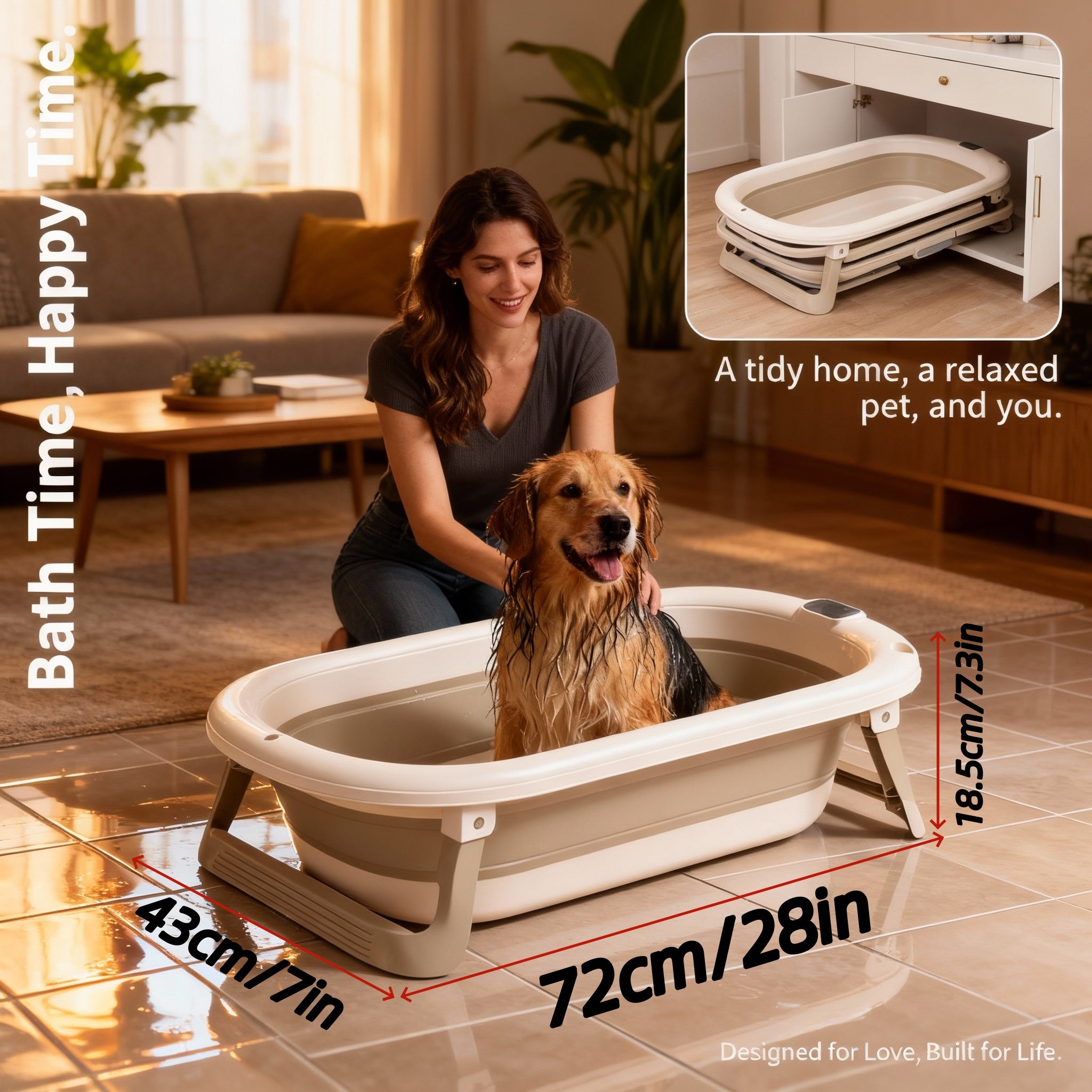 Portable Folding Pet Bathtub, Durable And Non-slip Bathing Tub, Portable Washing Basin, Suitable for Dogs\u002Fcats\u002Fpets And Puppies And Other Small Animals - Non-slip Design - Durable PP Material, Pet-friendly Bathing Solution | Lightweight Bathtub