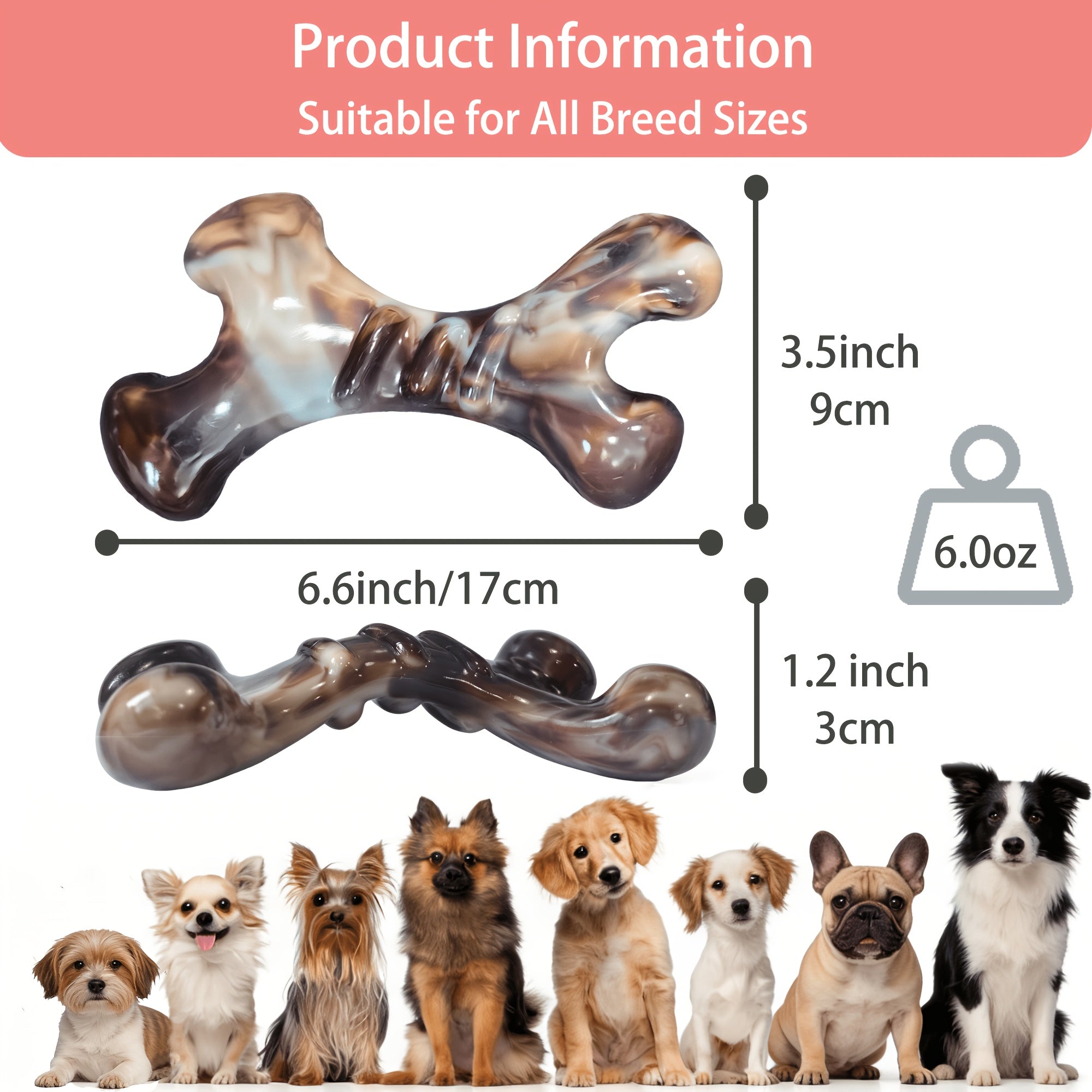 3pcak Bone Dog Toy, Indestructible Dog Toy for Small Medium Large Breed- Tough Nylon Teething Bone Toy to Keep Them Busy