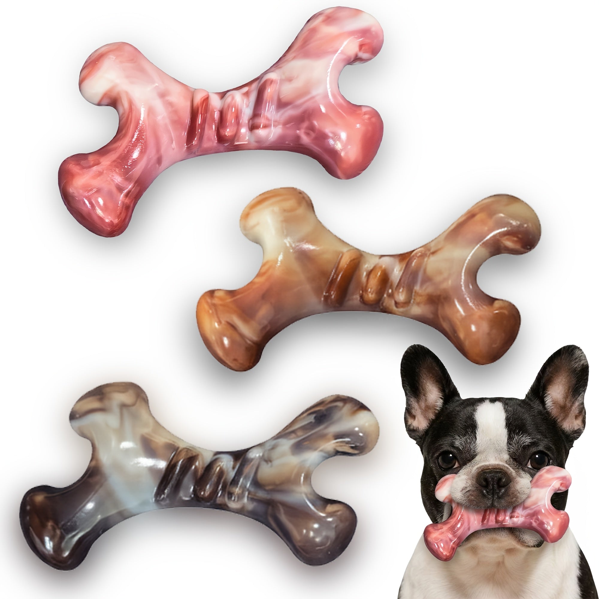 3pcak Bone Dog Toy, Indestructible Dog Toy for Small Medium Large Breed- Tough Nylon Teething Bone Toy to Keep Them Busy