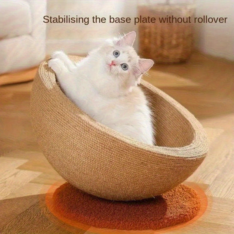 Durable Imitation Hemp Round Cat Scratching Board & Nest - Integrated Scratcher, Claw Basin & Sofa Protector, Wear-Resistant Non-Peeling Cat Climbing Frame for Indoor Cats, Cat Scratcher, Cozy Pet Furniture, Longlasting Material