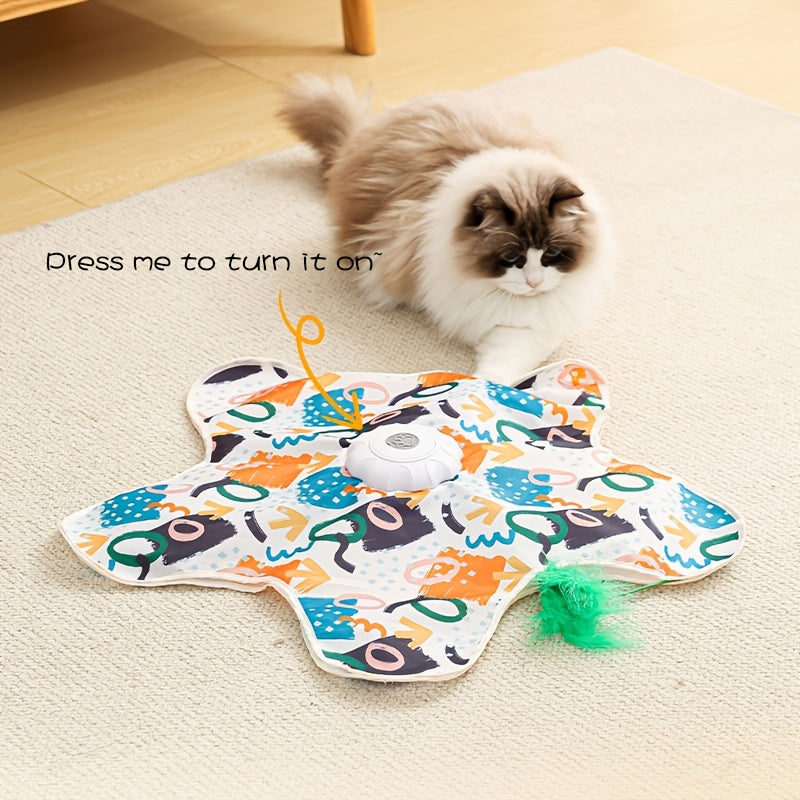 1 Electric Cat Turntable Pet Toy, Self-Entertainment Boredom Relief Gadget with Auto Start\u002FStop Function, Intelligent Cat Teaser with Butterfly Motion for Exercise, Suitable as a Gift for Global Holidays