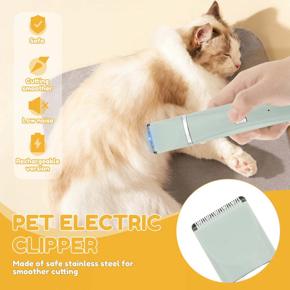 4-in-1 Electric Pet Hair Clipper & Grooming Kit Suitable for Dogs & Cats, Rechargeable Quiet Trimmer Shaver with Low-Voltage Motor for Paw, Face, Body, Ear Hair - Suitable for Paws, Face, Body, Ear Trimming
