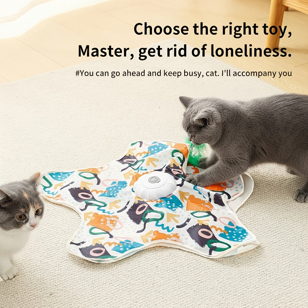 1 Electric Cat Turntable Pet Toy, Self-Entertainment Boredom Relief Gadget with Auto Start\u002FStop Function, Intelligent Cat Teaser with Butterfly Motion for Exercise, Suitable as a Gift for Global Holidays