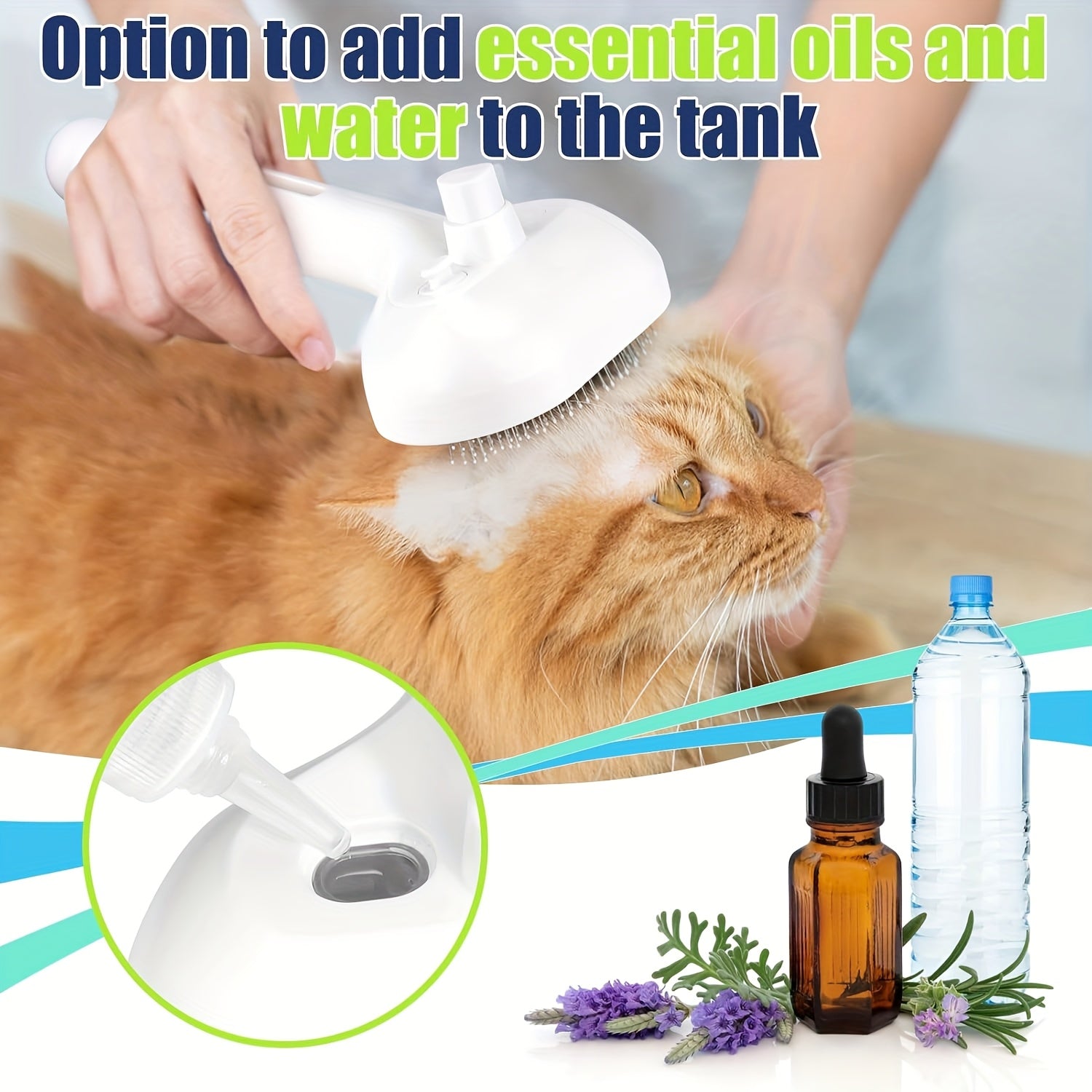 1pc Pet Spray De-Shedding Brush, 3-In-1 Steam Pet Brush, One-Button Self-Cleaning De-Shedding Brush for Cats And Dogs, Anti-Static Pet Grooming Brush, Stainless Steel Pin Brush, USB Rechargeable