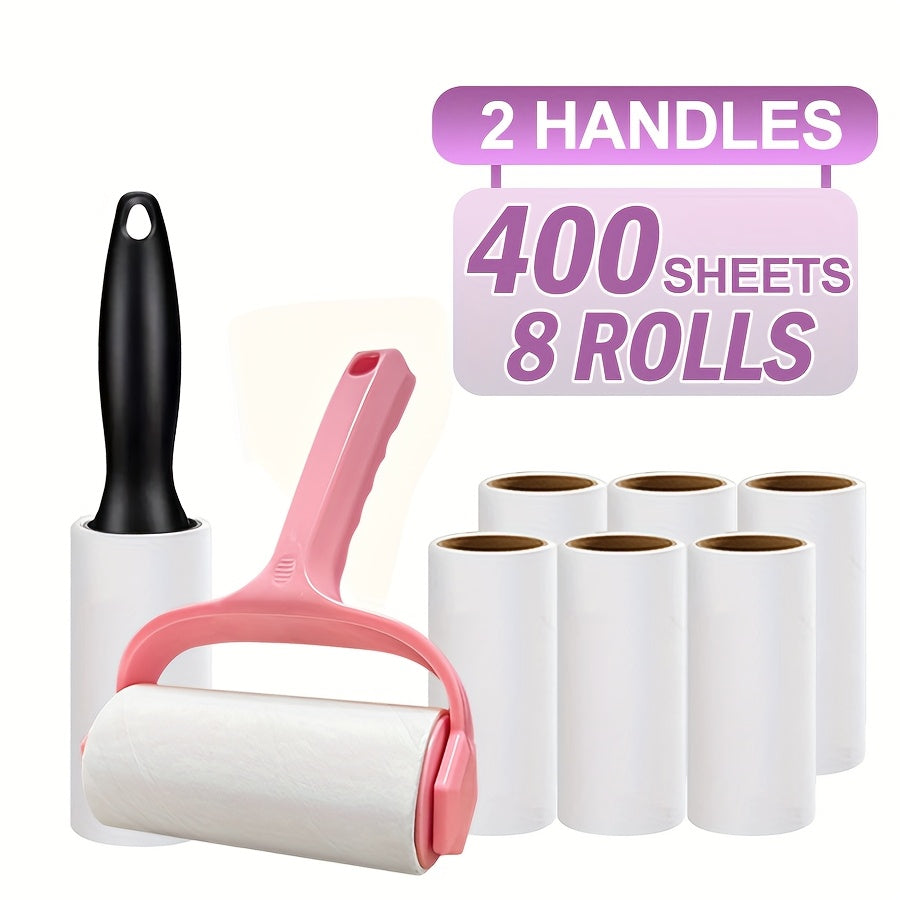 Super Sticky Lint Roller Paper, Designed for Removing Lint And Pet Hair, 50 Sheets Per Roll, Featuring Dual Handles, Suitable for Sweaters, Coats, Knits, Sofas, Carpets, Bedding, And Other Fabrics, Utilizing a Front And Back Rolling Cleaning Method