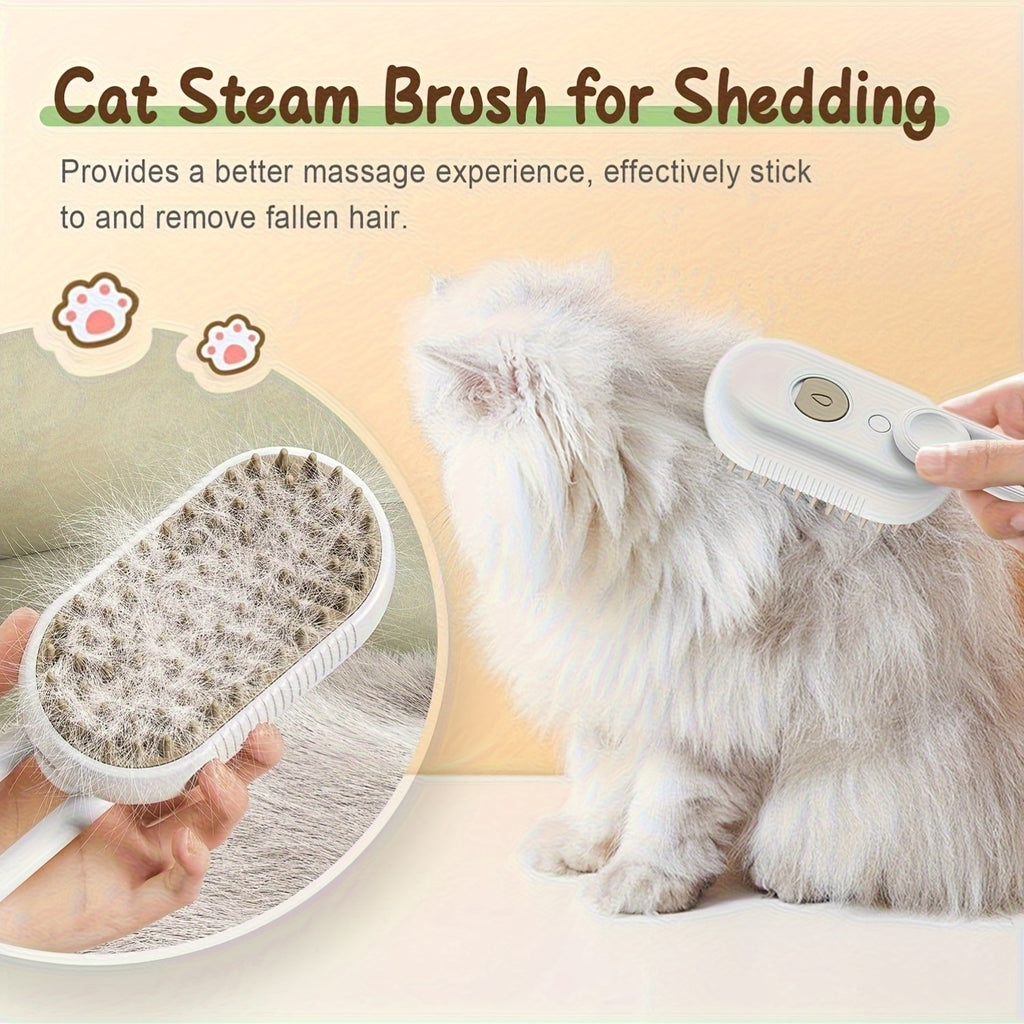 3-in-1 Self-Cleaning Pet Grooming Brush With Steam Spray For Cats Dogs Shedding Control (2026 New Model)