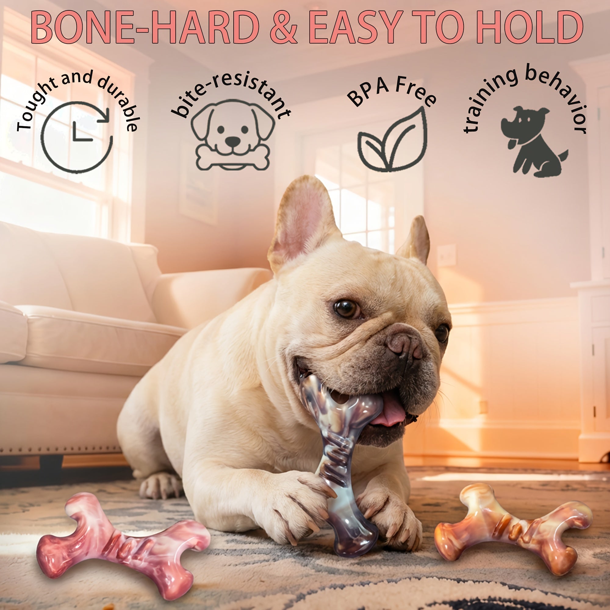 3pcak Bone Dog Toy, Indestructible Dog Toy for Small Medium Large Breed- Tough Nylon Teething Bone Toy to Keep Them Busy