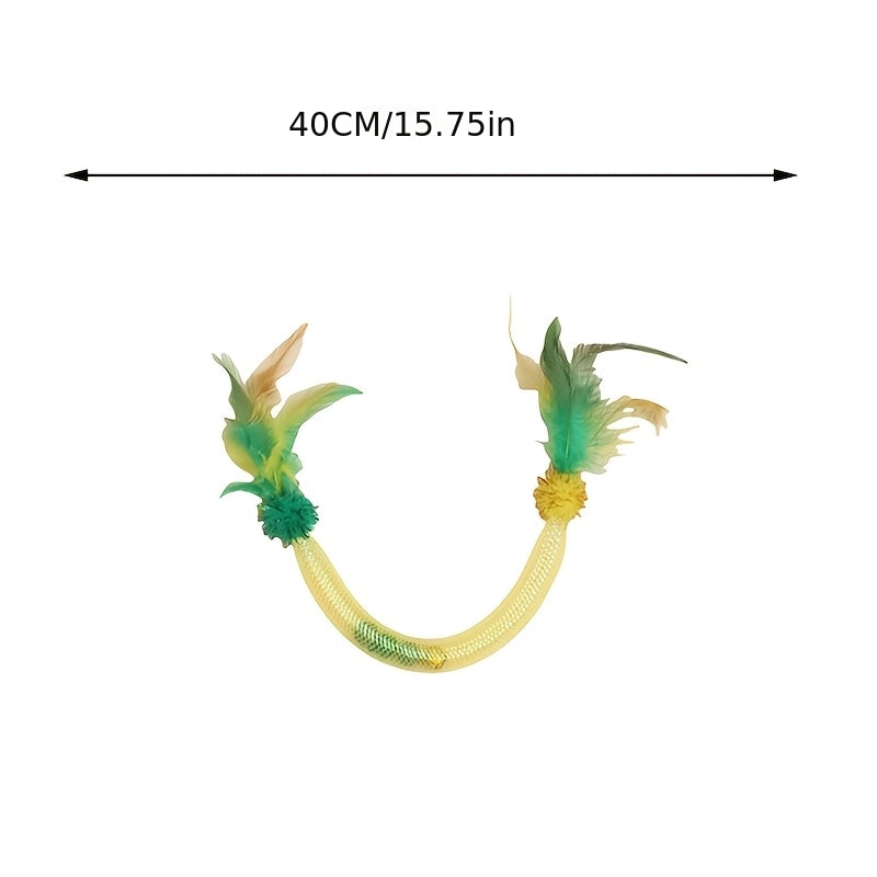 3pcs Cat Toy Elastic Rope Cat Feather Cat Teaser Stick Self-hi, Antiboredom Bell Sound, Bite-resistant Cat Toy