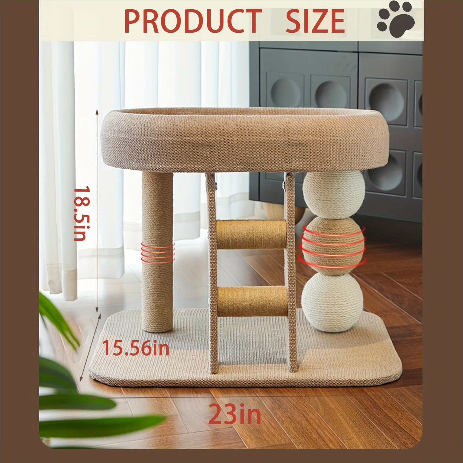 Multi-Tiered Cat Bed And Activity Center with Scratching Posts And a Ladder, Made from Naturally Woven Sisal, Providing a Stable And Cozy Resting Place While Saving Space