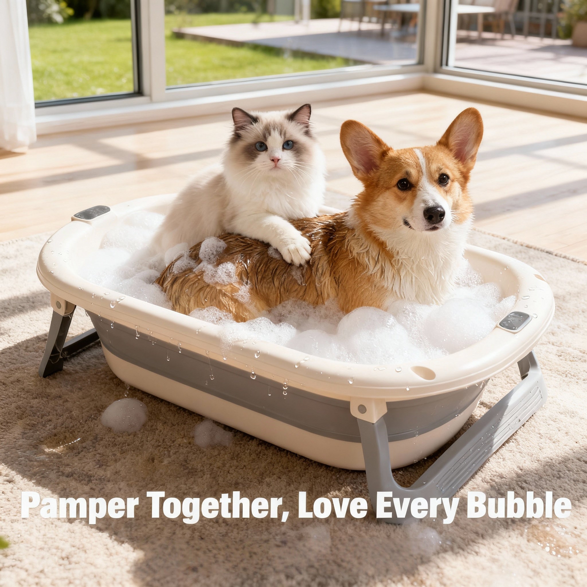 Portable Folding Pet Bathtub, Durable And Non-slip Bathing Tub, Portable Washing Basin, Suitable for Dogs\u002Fcats\u002Fpets And Puppies And Other Small Animals - Non-slip Design - Durable PP Material, Pet-friendly Bathing Solution | Lightweight Bathtub