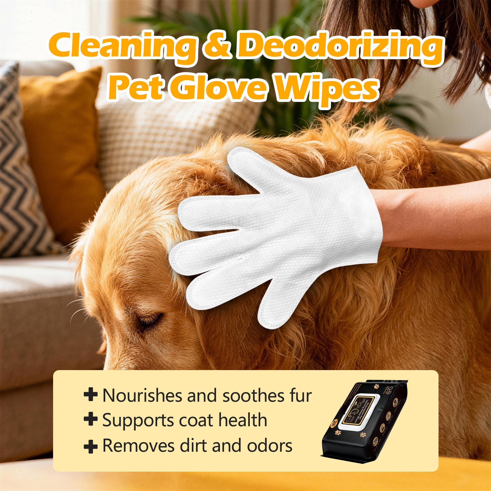 MTL pet Glove Wipes Freshening Grooming Dog&Cat Disposable 40Pcs pet hair removal tool Satisfied skin care Outdoor No-clean Hypoallergenic Facial Disposable No-Rinse Grooming Formulated for petwipes Deodorizing sticky hair, Easy to Carry