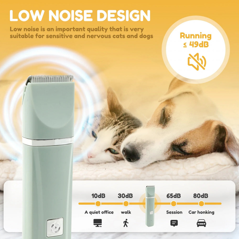 4-in-1 Electric Pet Hair Clipper & Grooming Kit Suitable for Dogs & Cats, Rechargeable Quiet Trimmer Shaver with Low-Voltage Motor for Paw, Face, Body, Ear Hair - Suitable for Paws, Face, Body, Ear Trimming