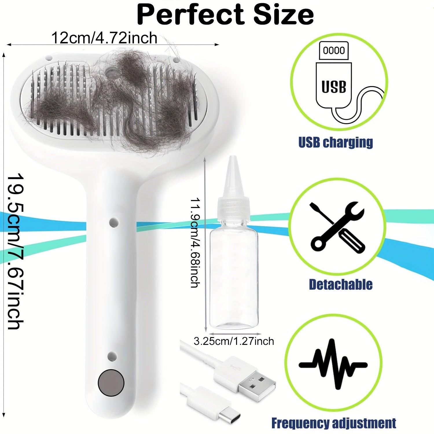 1pc Pet Spray De-Shedding Brush, 3-In-1 Steam Pet Brush, One-Button Self-Cleaning De-Shedding Brush for Cats And Dogs, Anti-Static Pet Grooming Brush, Stainless Steel Pin Brush, USB Rechargeable