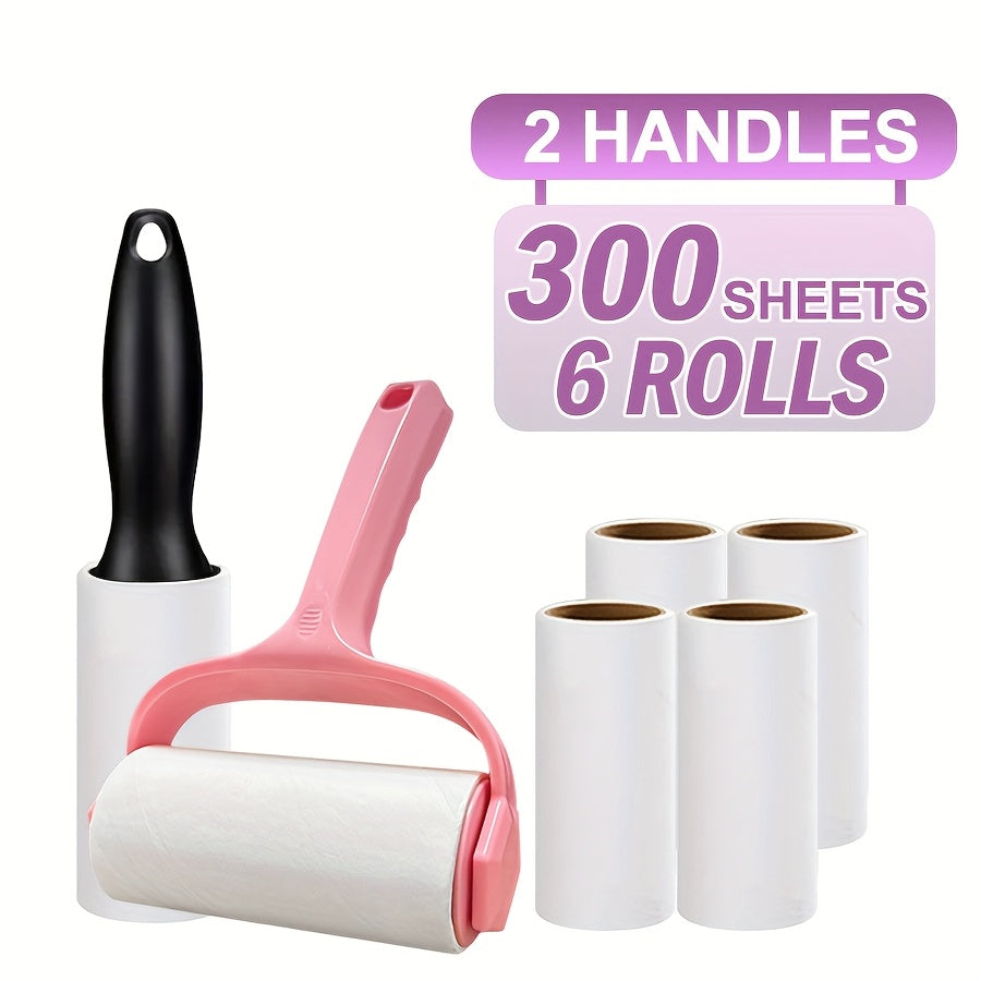 Super Sticky Lint Roller Paper, Designed for Removing Lint And Pet Hair, 50 Sheets Per Roll, Featuring Dual Handles, Suitable for Sweaters, Coats, Knits, Sofas, Carpets, Bedding, And Other Fabrics, Utilizing a Front And Back Rolling Cleaning Method