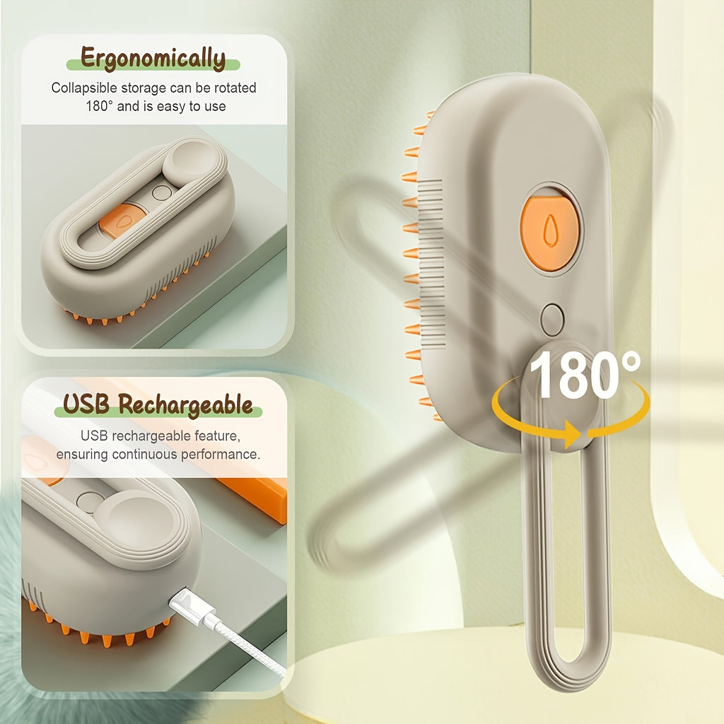 3-in-1 Self-Cleaning Pet Grooming Brush With Steam Spray For Cats Dogs Shedding Control (2026 New Model)