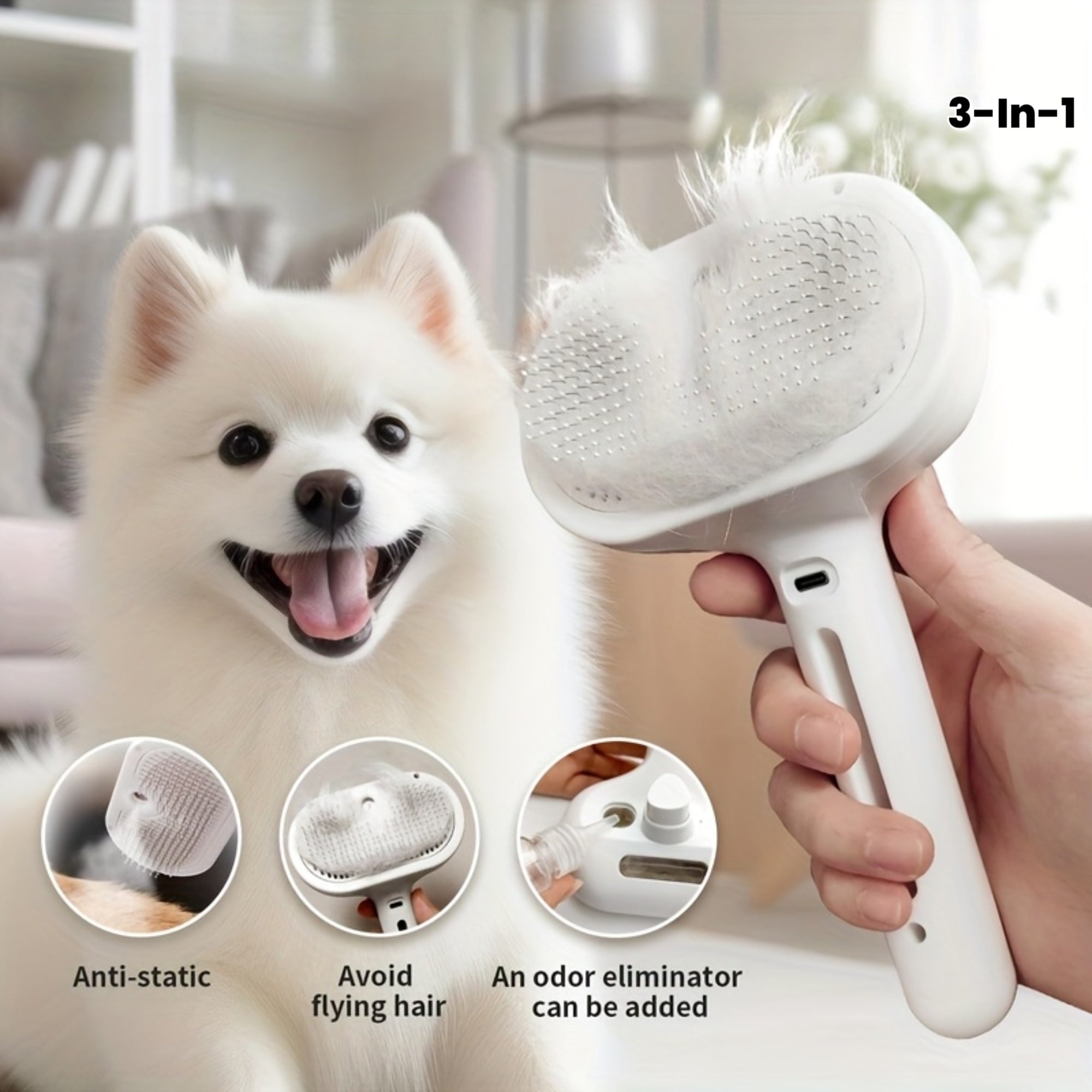 3-In-1 Cat Steam Brush 3-In-1 Cat Steam Brush, Equipped with Steam And Release Buttons, Suitable for Removing And Shedding Indoor Pet Dog Hair